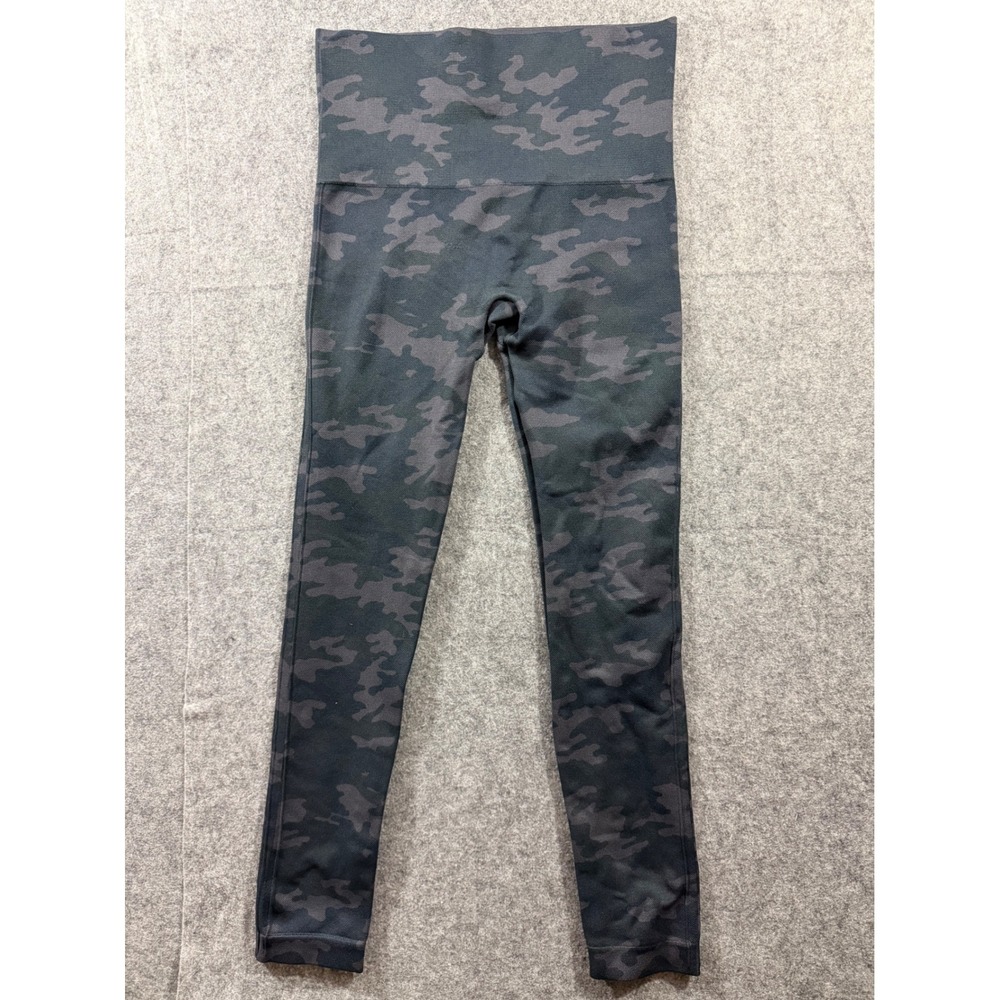 Spanx Look at Me Now Seamless Camo Leggings Medium Black Gray High Waist